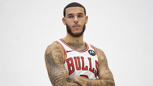 Chicago Bulls guard Lonzo Ball (2) during Chicago Bulls Media Day at Advocate Center.